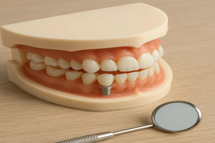 A realistic picture of an artificial dental implant representing Dental implant coverage in Canada