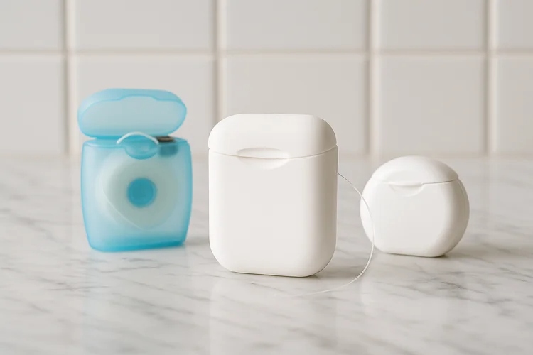 A picture of 3 different flossing products