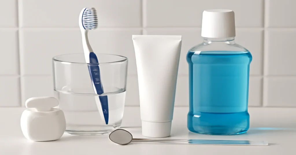 A picture of oral health products