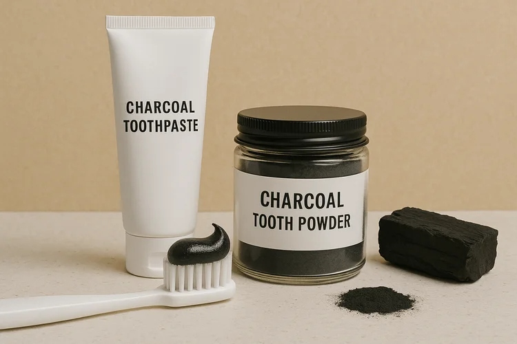 A picture of charcoal products for teeth whitening